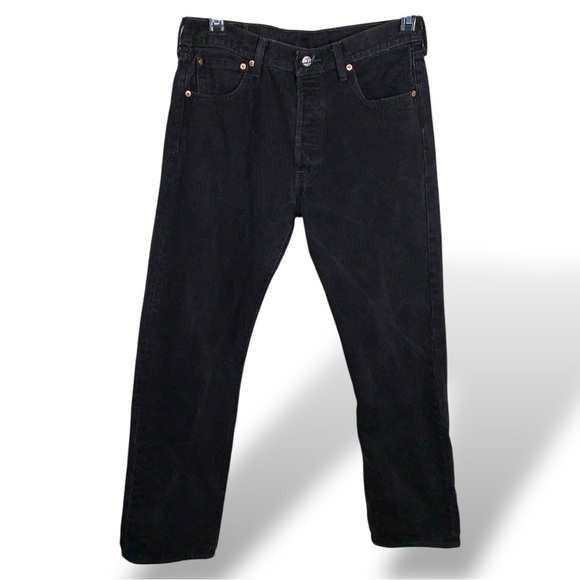 33x31 Levis 501 Black Jeans Black Cotton Pants Rockabilly Punk Goth - Picture 1 of 14